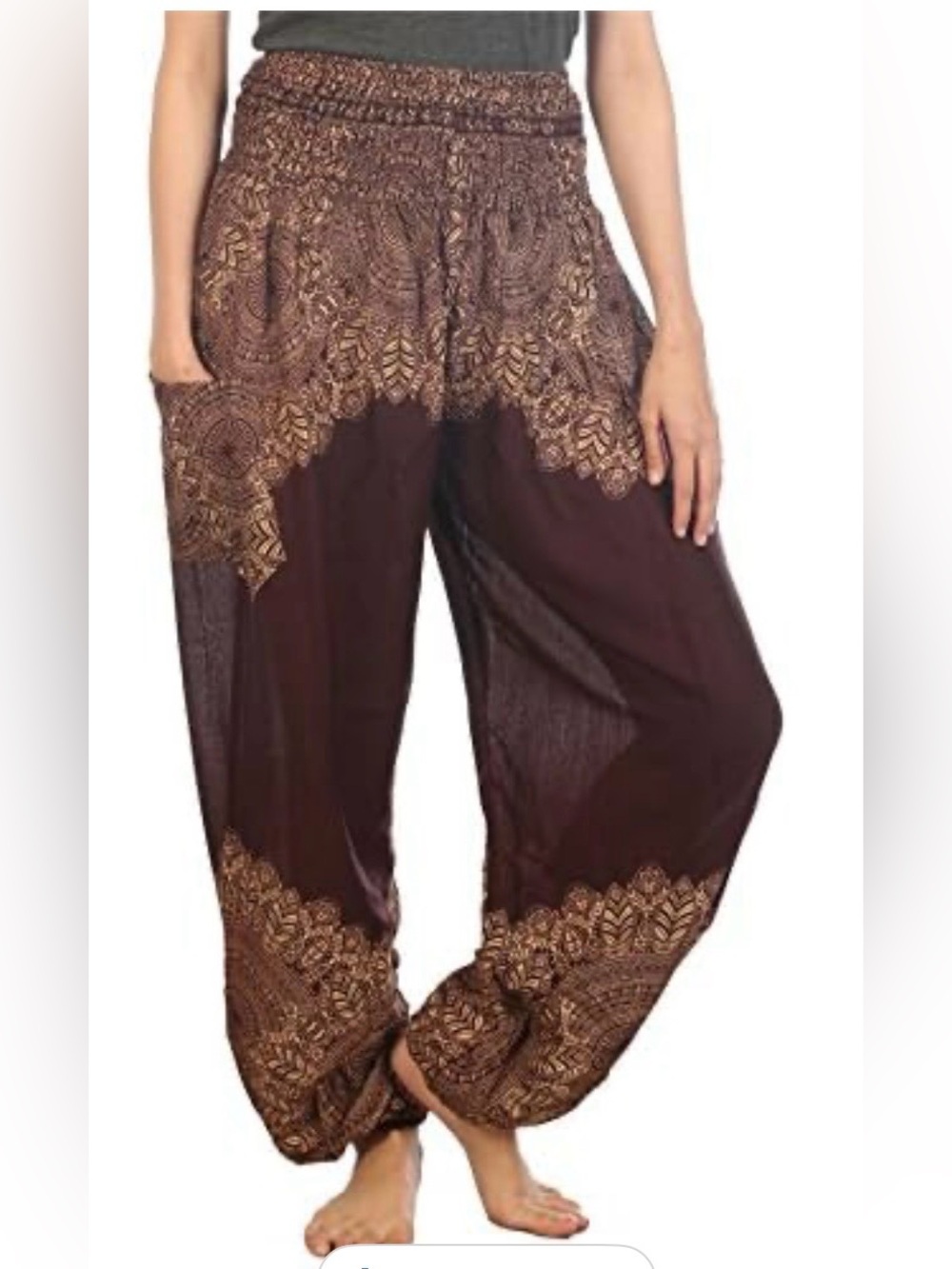 NWOT Lofbar bohemian mandala harem pants  smocked elastic waist tapered XXL